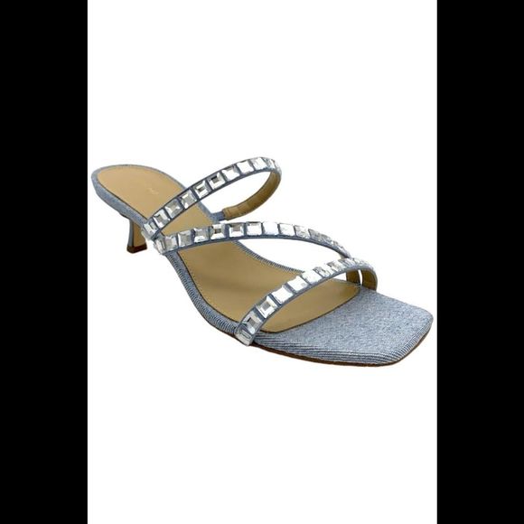 Michael Kors Women's Celia Crystal Kitten Heel Sandal Blue Haze - Medium - Picture 1 of 3